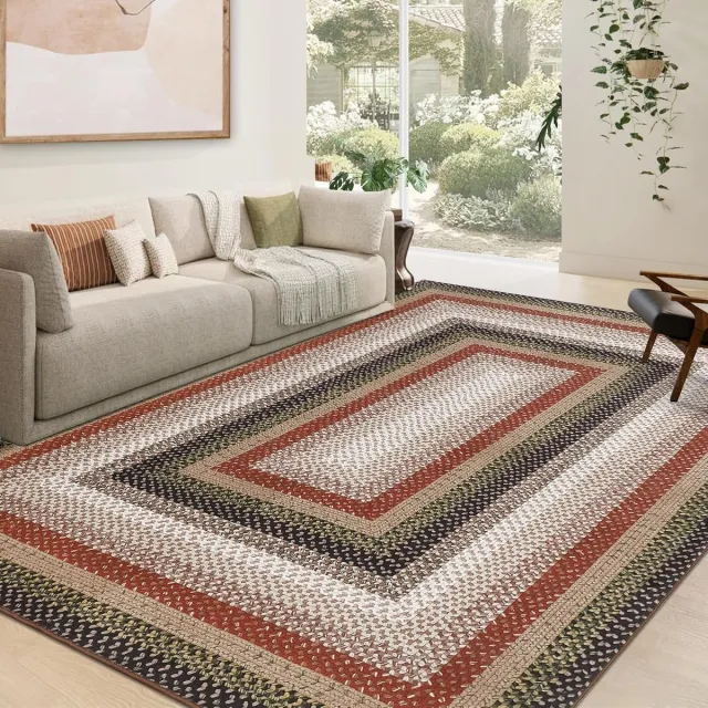 Triumpunpre Vloerkleed - Wasbaar Antislip Textuur Motief - Rood/Zwart - 160x230 cm