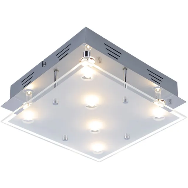 ESTO LED-plafondlamp, plafondverlichting, woonkamerlamp, 6-vlammig, zilverkleurig metaal, H 8 cm