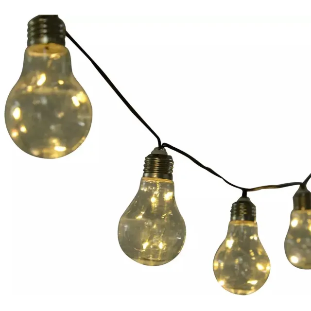 Outsunny Solar Tuinverlichting op Zonneenergie - Kerstverlichting - 20 LED Lichtsnoer Buiten - 3.8 m Verlicht + 2 m Snoer - Buitenverlichting Lichtslinger - Lichtsnoeren - Warm Wit - Set van 2.
