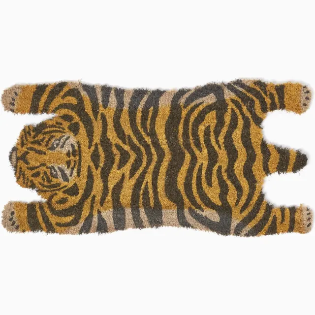 Homescapes Tijger Antislip Deurmat 74 cm x 37 cm Oranje, zwart