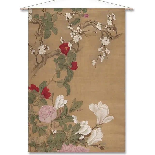 Naturalis Unlimited Wandkleed Honderd bloemen - Qing dynastie rood