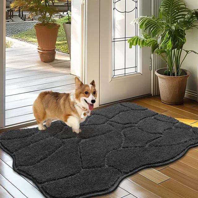 Ibenzoa Fijne en Zachte Deurmat voor Binnen van 60 x 90 cm met Antislip en Wasbare Eigenschappen Donkergrijs