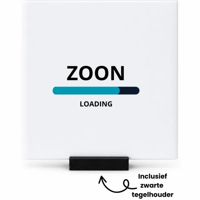 Hacebo zoon loading tegeltje met tegelhouder - Zoon - ochtendkoffie laden - tegeltjes met tekst - verjaardagscadeau - verjaardag - cadeau - cadeautje voor zoon - zoon artikelen - kado - geschenk - gift - spreuktegels - 10.8x10.8 CM Wit