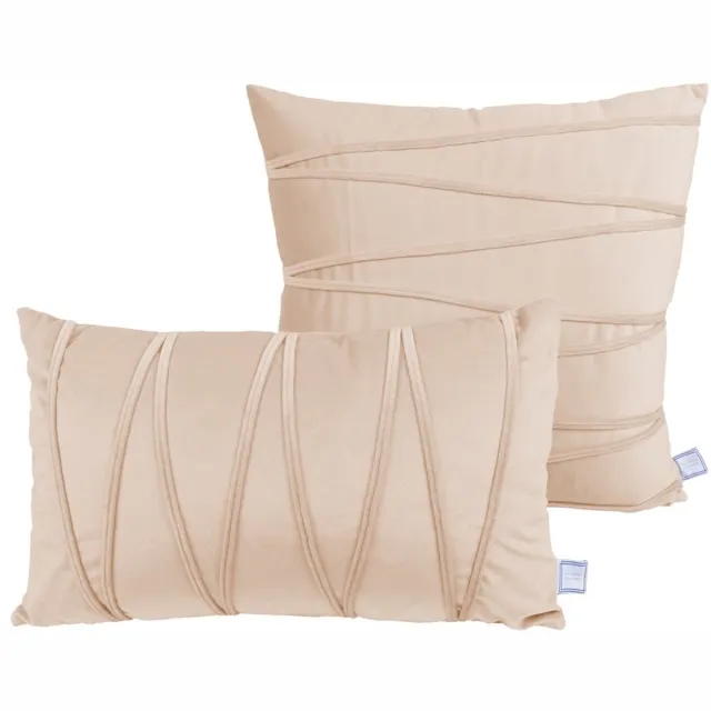 Padiro sierkussenset - 2-delige set - 30 x 50 cm - Champagnekleurig - Streeppatroon - Polyester Crème