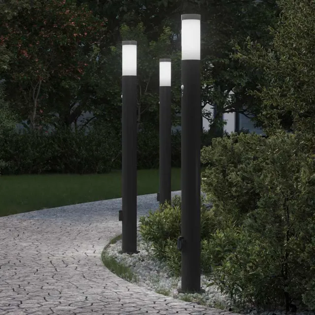 vidaXL Bolderverlichting met sensor en stopcontact 3 stuks 110 cm Zwart