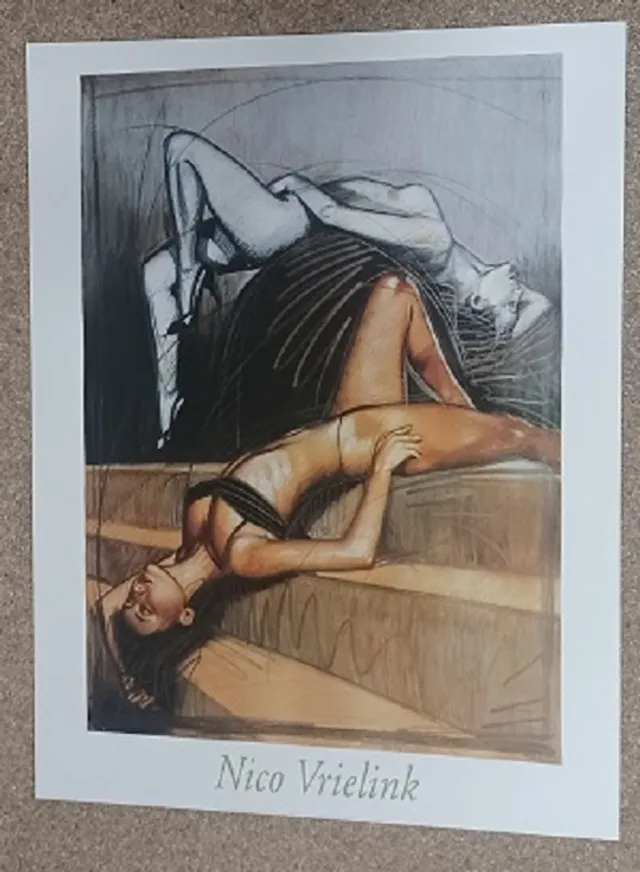 Art Unlimited poster Art Unlimited Nico Vrielink - Jeane ligt op de trap 60 x 80 cm diverse kleuren