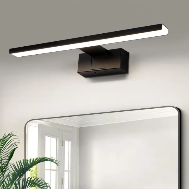 Glitzerlife LED Spiegellamp Bad - Modern IP44 Wandlamp - Neutraal Wit Licht 4000K - Spiegelleuchte 40 cm - Zwart Metaal & Acryl - Badkamerverlichting 40CM 4000K