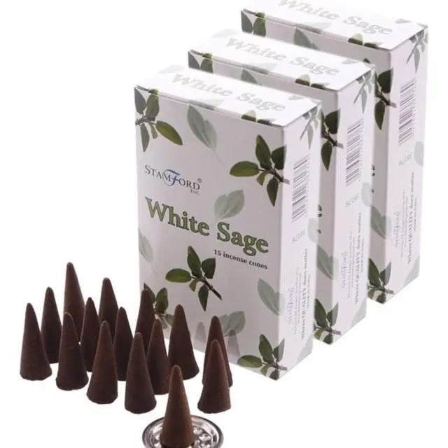Stamford wierook kegeltjes witte salie geur - 45x - Lichaam in balans - Meditatie/mediteren geurkegeltjes Multi
