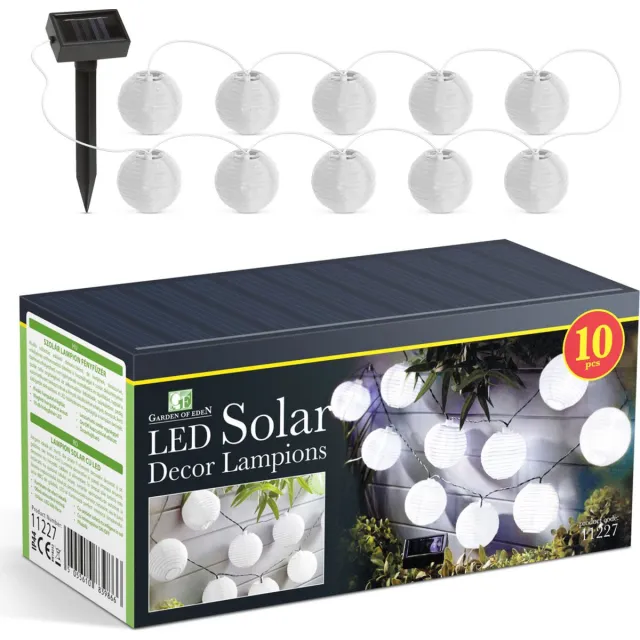 Garden Of Eden Lampionnen Lichtsnoer Tuin Solar - Wit - Sfeerverlichting voor buiten op Zonne-energie - Waterbestendig - Lampion snoer voor balkon, tuin of sfeervol bij bubbelbad!