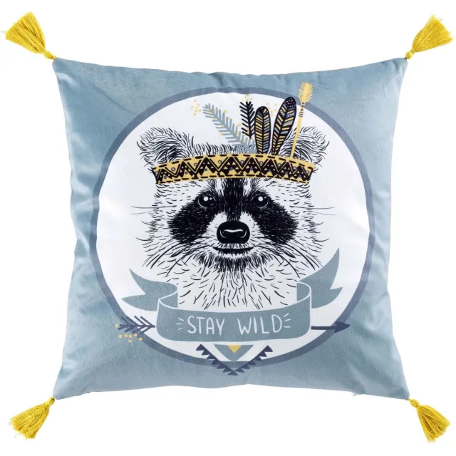 Douceur d intérieur Decoratief kussen STAY WILD, met franjes, 40 x 40 cm veelkleurig