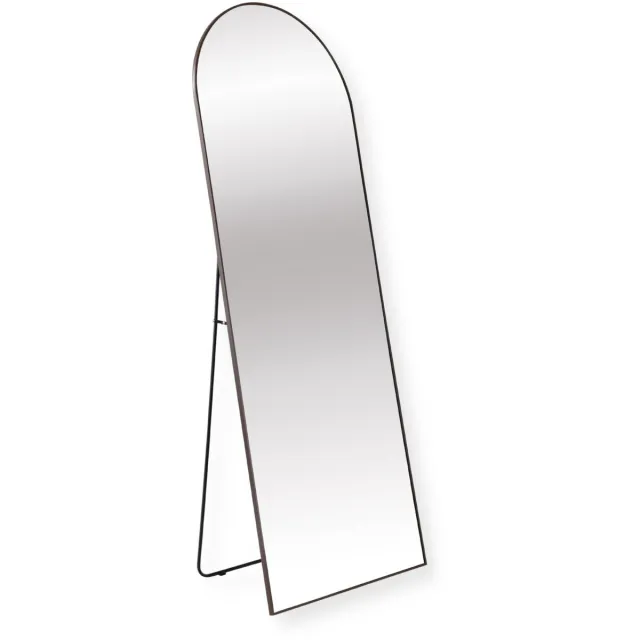 SensaHome Passpiegel - Minimalistische Design Wandspiegel - Staande Spiegel met Metalen Rand - Bruin - 160x60x4 CM