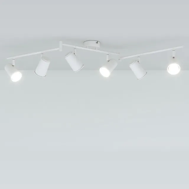HOFTRONIC Riga Witte LED plafondlamp 6 spots – kantelbaar en draaibaar – opbouwspots Wit – GU10 - 6000K Daglicht wit - Plafondspots - IP20 - woonkamer en gang