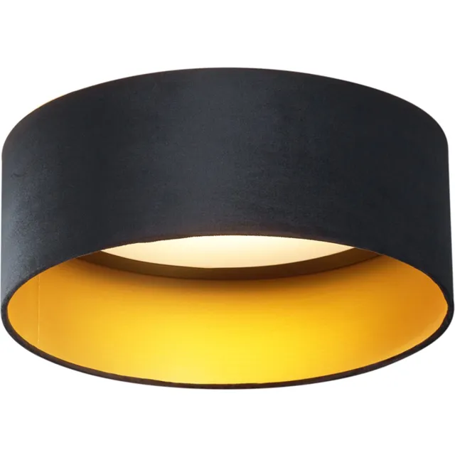QAZQA sue - Moderne LED Plafondlamp - 1 lichts - Ø 40 cm - Zwart - Woonkamer | Slaapkamer | Keuken Zwart Goud LED