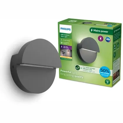 Philips Valor Wandlamp - Ultraefficient Led - Buitenlamp - Schijnt In Twee Richtingen - 2x 4.3w - Warmwit Licht; 2700k - Antraciet Grey