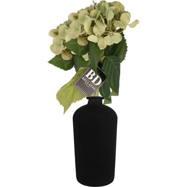 Bellatio Design Kunstbloem Hortensia tak - 2x - groen - 48 cm - losse steel - Kunst zijdebloemen - hydrangea