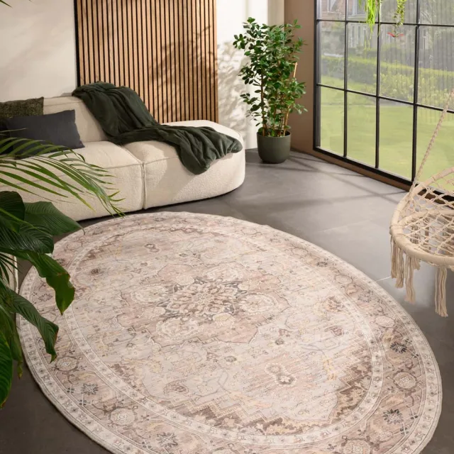 Heritaged Vintage buitenkleed ovaal - Valenca Fino lichtgrijs/beige 230x330