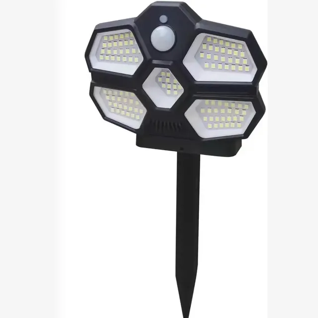 Luminart Buitenverlichting op Zonne Energie – Solar Buitenbeveiligingslamp – Dag Nacht Sensor – 124 LEDS – Zwart grijs