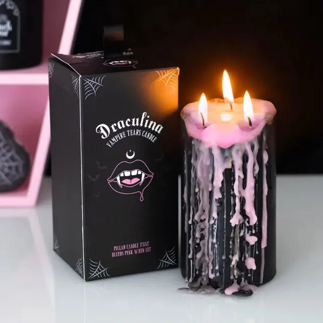 Someething different Something Different - Draculina Roze Vampire Tears Pillar Candle Large Zwart