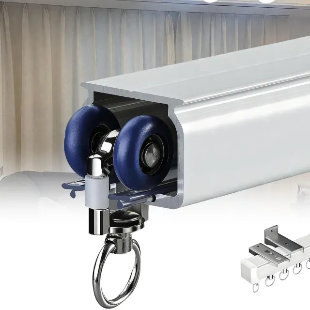 Famanu Aluminium gordijnrails voor zware gordijnen, wandmontage met stille rollers, 2,6 meter lengte, geschikt voor verschillende ruimtes zoals woonkamers en slaapkamers, verkrijgbaar in wit