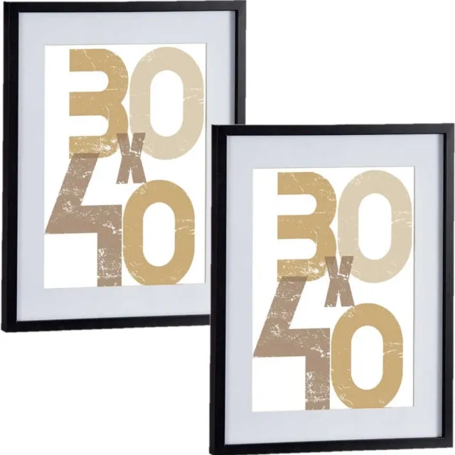 Arte r 2x stuks houten fotolijst - zwart - 40 x 50 cm - fotolijstje - met passe-partout - decoratie