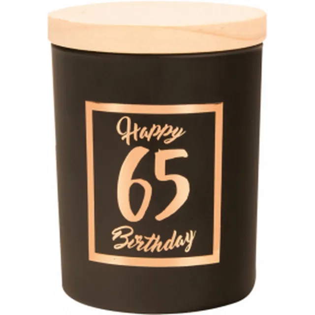 Snoepkado.com Geurkaars - Black/Rose - Happy Birthday - 65 jaar - In cadeauverpakking