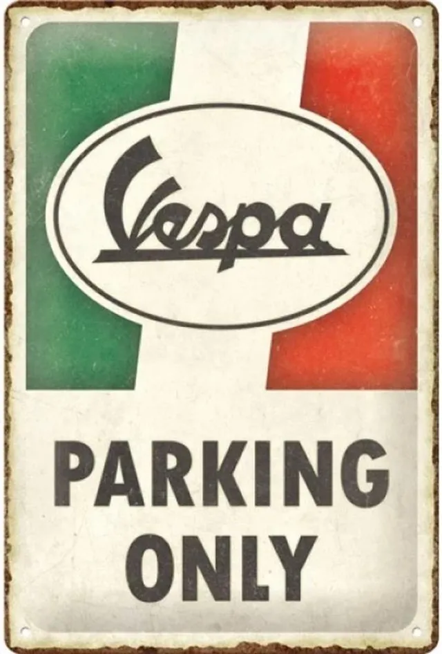 Nostalgic Art Merchandising Wandbord - Vespa Parking Only Italian Flag Multi-coloured