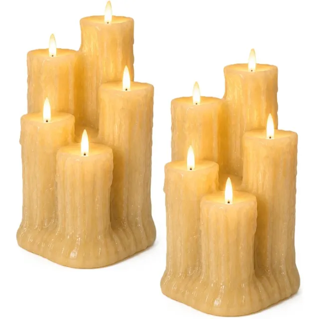 Anna's Collection LED kaarsen - 2x - ivoor wit - 13,5 x 19 cm - met timer - druipkaarsen - woondecoratie Ivoorwit