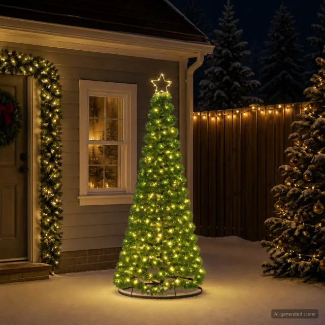 vidaXL Led-tinselkerstboom met voet EKENAS 180 cm 220 LED's Warmwit Groen