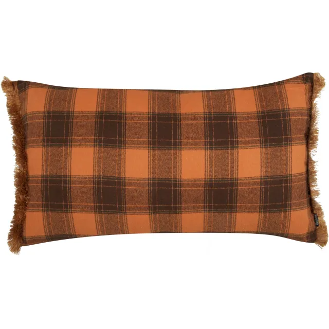 Beliani BARJA - Sierkussen - Oranje/Zwart - 40 x 70 cm - Polyester