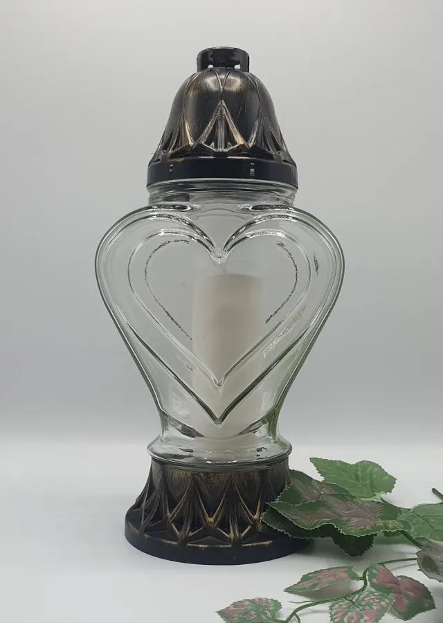 Olimpia Herdenkingslicht - Hart - Transparant - Goud - P-109 - Grafkaars - Graflantaren - Graflicht - Kaars