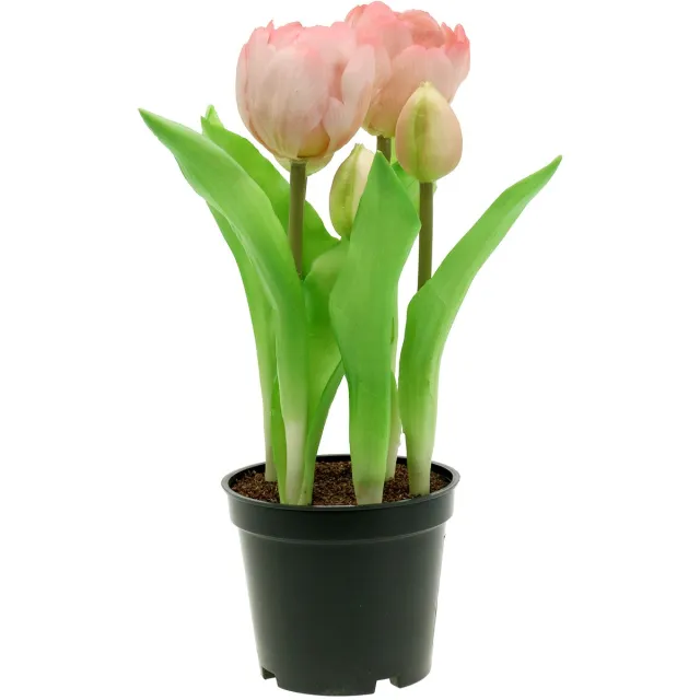 Viana Kunstbloemen in Pot Kunsttulpen Roze Geel 22,5cm