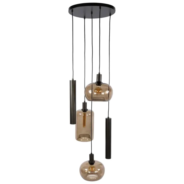 Nest of Nora Hanglamp Nelo - Getrapt 5-lichts - Sienna bruin
