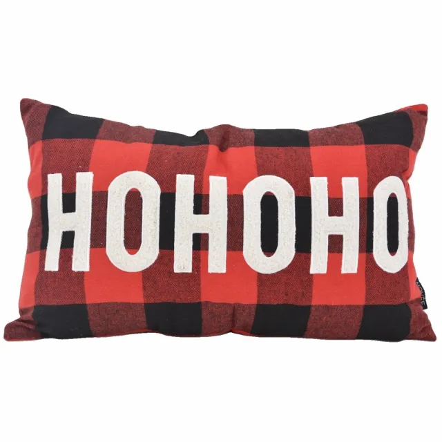 NOVÉE Sierkussen HOHO Kerst Ruit | 30 x 50 cm | Katoen Rood/Zwart