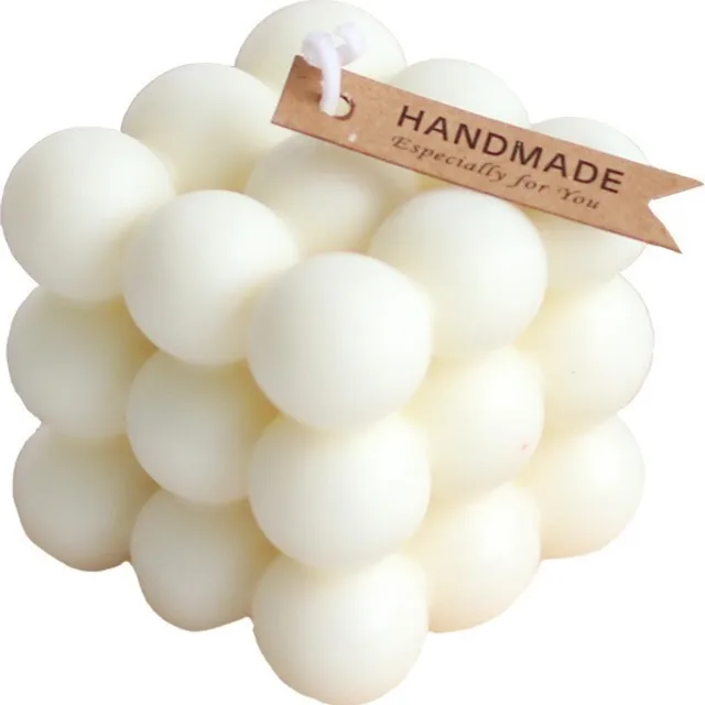 Clearly Lucky 4 x Bubble Candle - Bubble Kaars - Vegan - handgemaakt - Soja-Bubbelkaars beige
