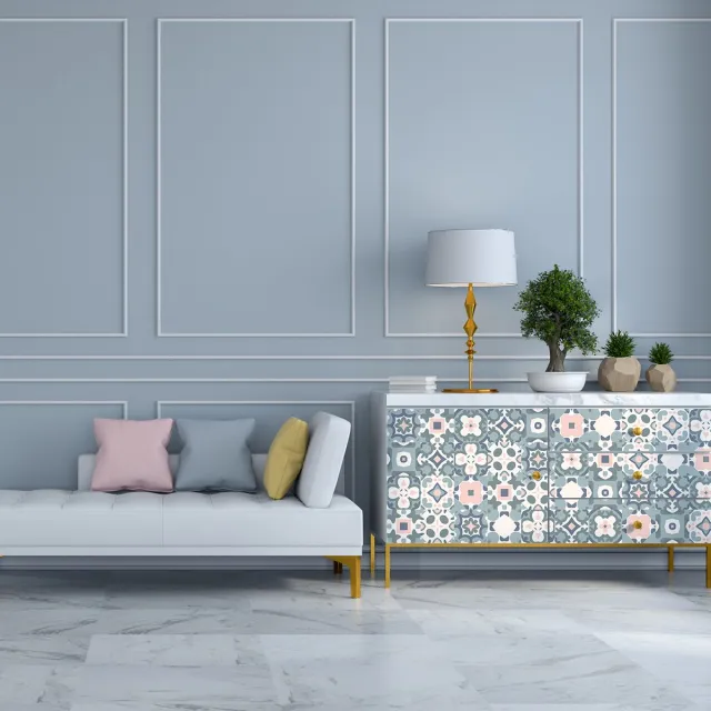 Ambiance Sticker Meubeldecoratiestickers - Zelfklevende stickers voor keuken en woonkamer - 60 Carreira cementtegel meubelstickers - 60 stickers 10x10cm Multi color