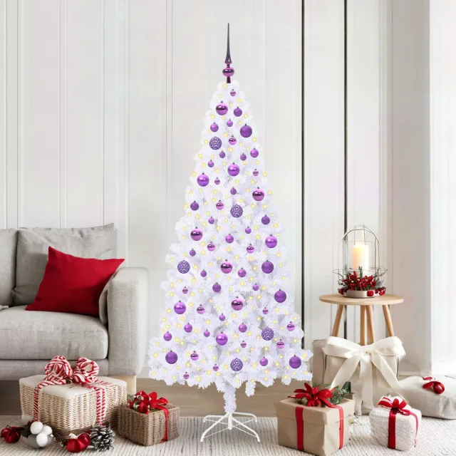 vidaXL Kunstkerstboom Wit 180 cm PVC en staal