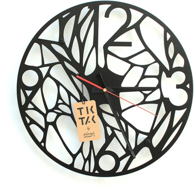 DECOlicious Decorizzly Grasso - Wandklok - 40 cm - Zwart - Driehoekig Ontwerp