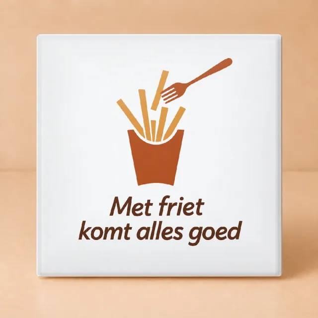 Bedruk King Minimalistische Hakuna Patata Tegel – Scandinavisch Design Wanddecoratie voor Rustige Interieurs - 15 x 15 cm Wit