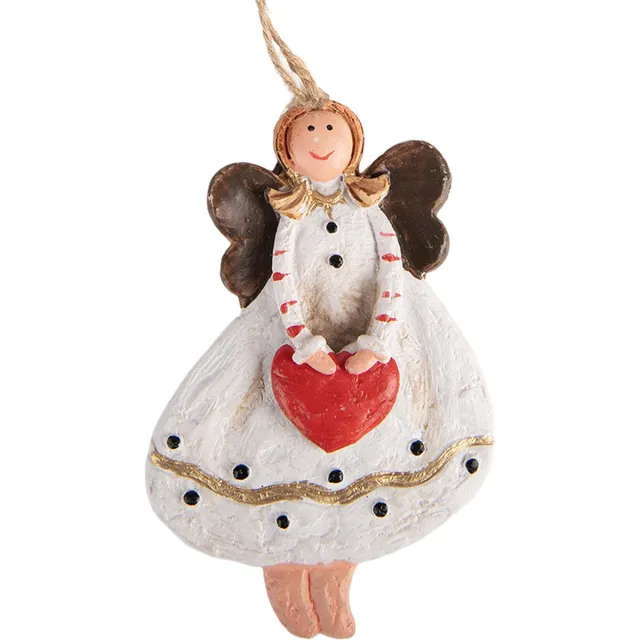 Clayre & Eef Kersthanger Engel 4x1x7 cm Wit Kunststof