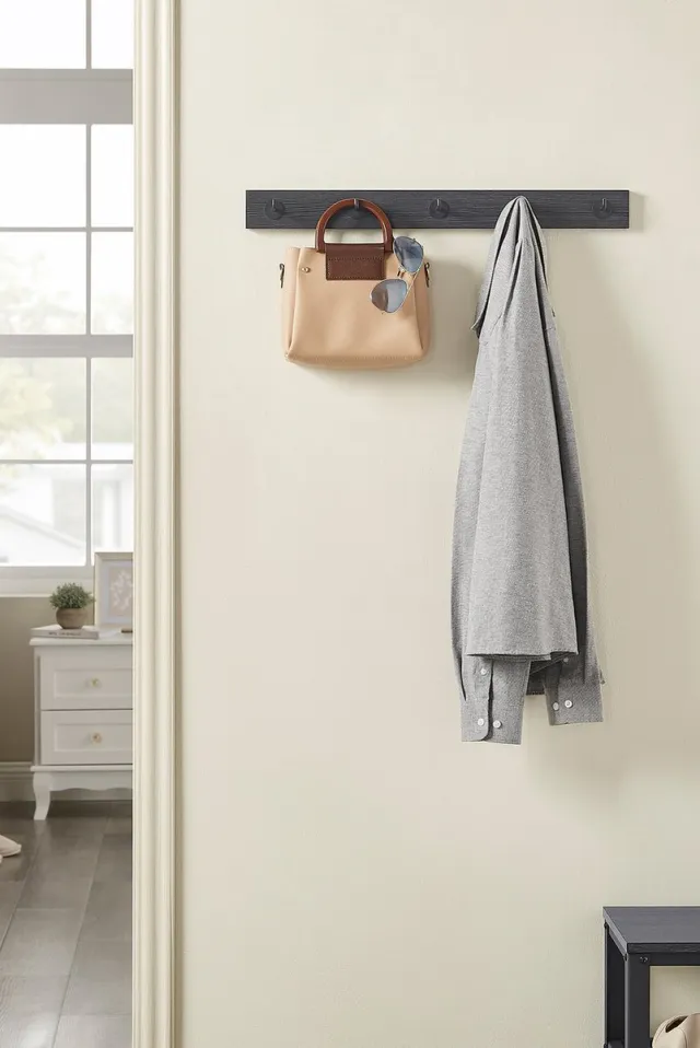 MAZAZU MIRA Home Wandkapstok met 5 Haken - Compacte Kapstok voor Smalle Hal - 60x15x50 cm - Zwart