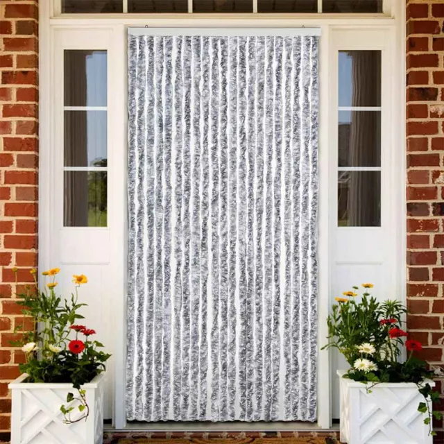 vidaXL Vliegengordijn 90x200 cm chenille wit en grijs