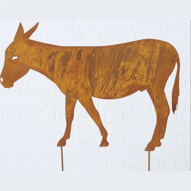 Iron Art Gazonsteker Tuinsteker EZEL H 48 B 68 roestlook - metaal gazonsteker- tuindecoratie bruin
