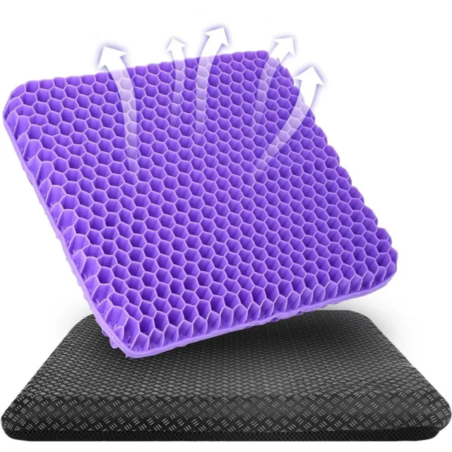 Imperatoris Gelkussen - Dubbellaags - Gel Zitkussen - Gelkussen Zitten - Stuitkussen - Wigkussen - Stoelkussen - Orthopedisch - Traagschuim Kussen - 43 x 39 x 4 cm - Paars - van Imperatoris