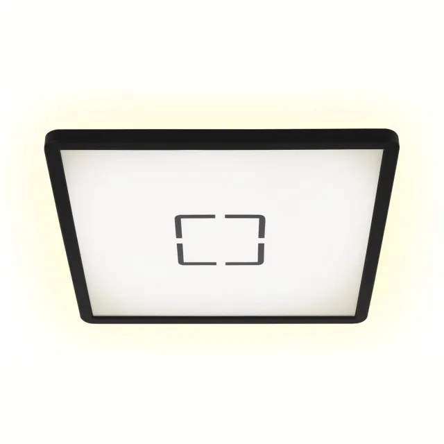 Briloner Leuchten FREE - plafondlamp - plafonnière met achtergrondverlichting - LED - 18 W - 2.400 Lumen - 4.000 Kelvin - vierkant - wit-zwart