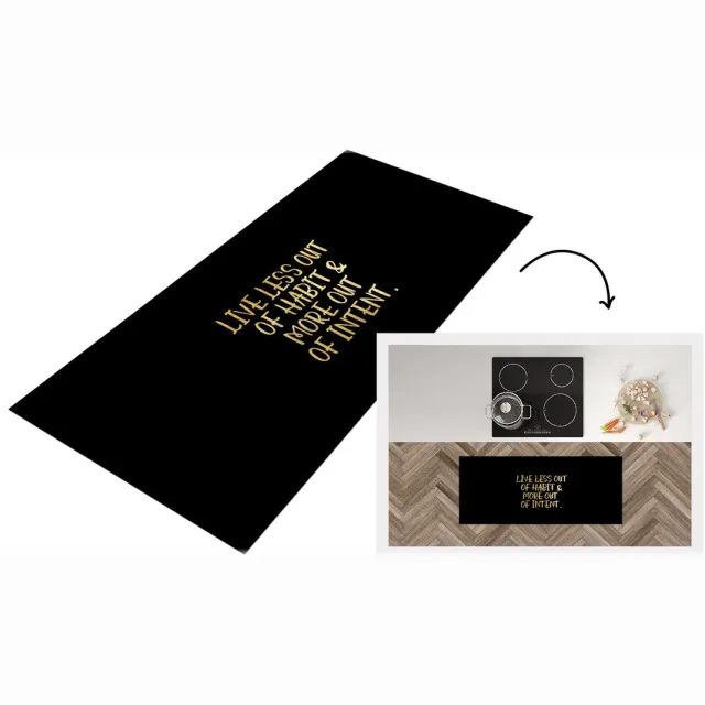 KitchenYeah Keukenloper - Loper keuken - Quotes - Habit - Goud - Zwart - Keukenloper vinyl Multicolor