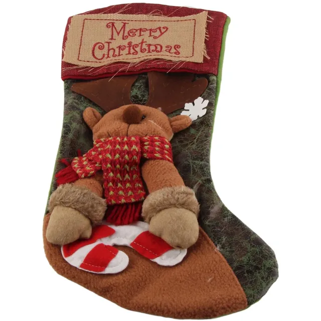 Famanu Set van 3 gepersonaliseerde kerstkousen, met geborduurde namen, met kerstman, sneeuwpop en rendier wit