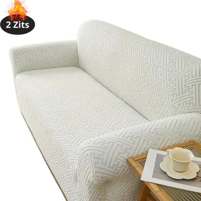 Nivard Bankhoes - Bankbeschermer - Stretch - Sofa Cover - Effen - Wit - 2 Zits