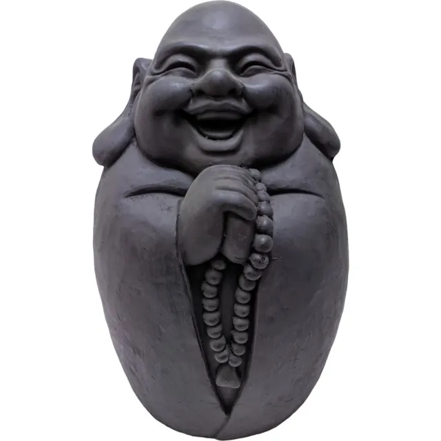 Inspiring Minds Boeddha beeld staand lachend – happy dikbuik boeddhabeeld donker grijs 46cm | Inspiring Minds Donkergrijs