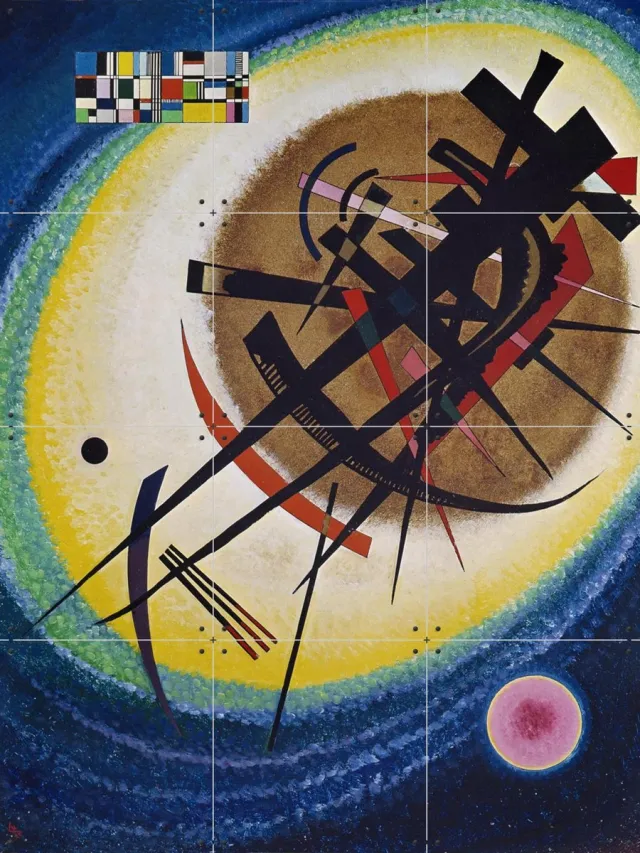IXXI In the Bright Oval, Kandinsky & Bridgeman Images - 60 x 80 cm - Grote wanddecoratie en posters - Klassiek, Geometrische Kunst, Abstract Geel / Kleur