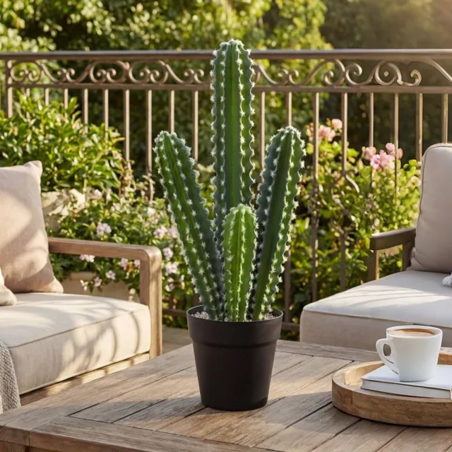 REDOM Kunstplant cactus in pot - Realistisch cactusmodel - Onderhoudsvrij - Voor binnen - Kunststof - Ø13 x 53 cm Green